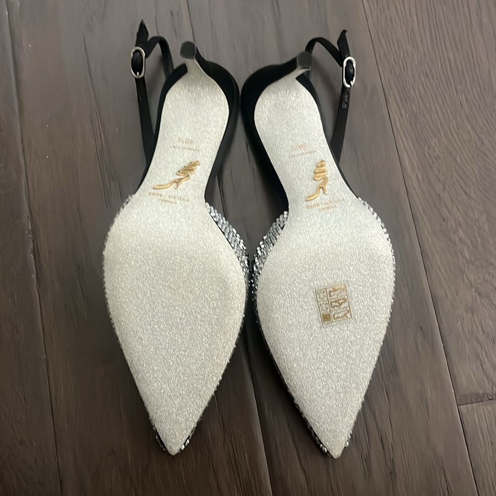 Rene Caovilla Crystal Satin Slingback Pumps - Picture 5 of 6